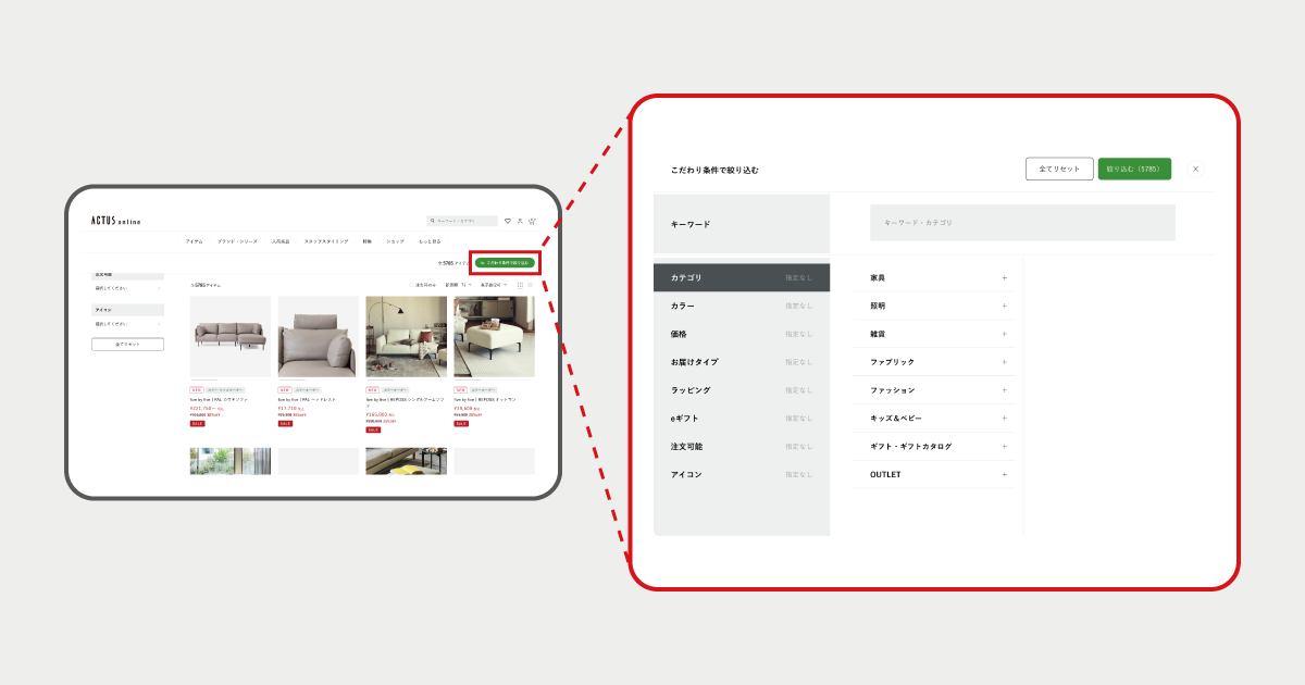 ACTUS online 絞り込み